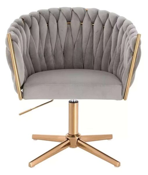 LuxuryForm DESIGN Kreslo NORDEN VELUR na zlatom kríži - svetlo šedé