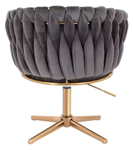 LuxuryForm DESIGN Kreslo NORDEN VELUR na zlatom kríži - tmavo šedé