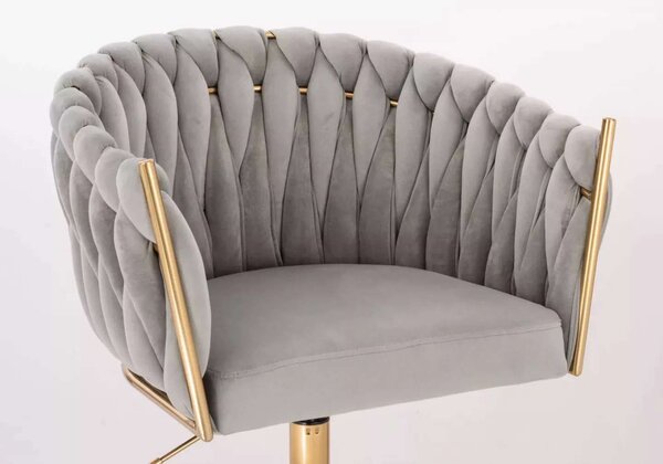 LuxuryForm DESIGN Kreslo NORDEN VELUR na zlatej podstave s kolieskami - svetlo šedé