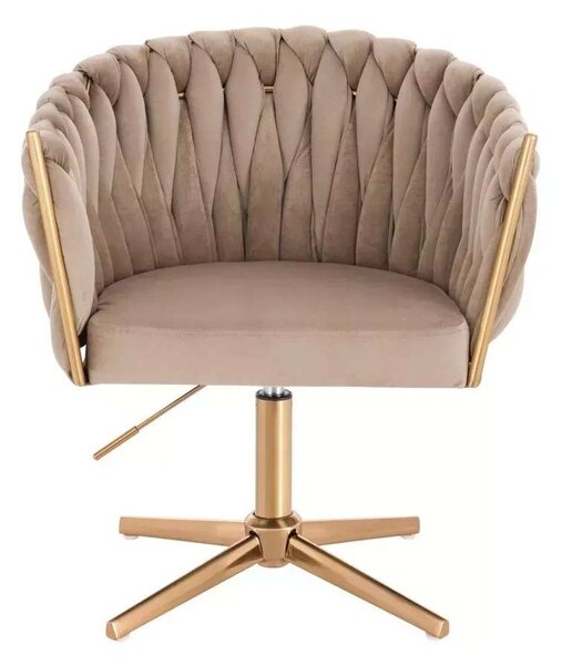 LuxuryForm DESIGN Kreslo NORDEN VELUR na zlatom kríži - latte