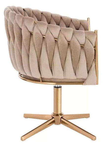 LuxuryForm DESIGN Kreslo NORDEN VELUR na zlatom kríži - latte