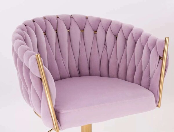 LuxuryForm DESIGN Barová stolička NORDEN VELUR na zlatej hranatej podstave - levanduľa