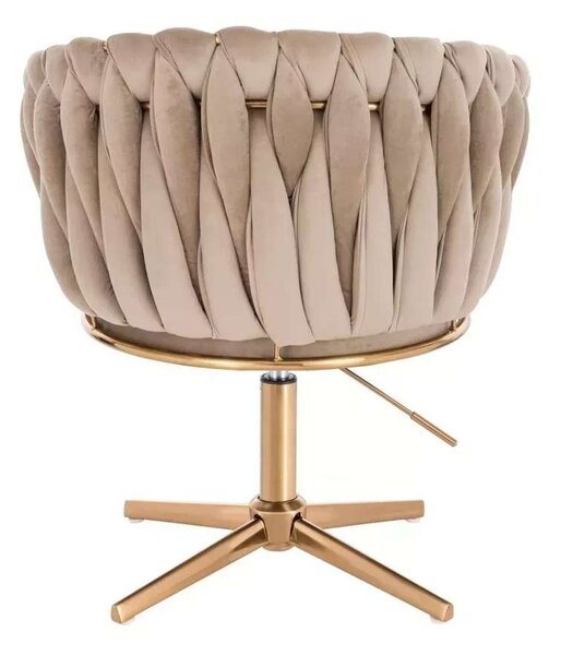 LuxuryForm DESIGN Kreslo NORDEN VELUR na zlatom kríži - latte