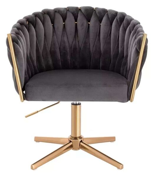 LuxuryForm DESIGN Kreslo NORDEN VELUR na zlatom kríži - tmavo šedé