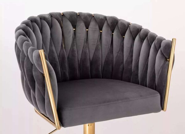 LuxuryForm DESIGN Kreslo NORDEN VELUR na zlatom kríži - tmavo šedé
