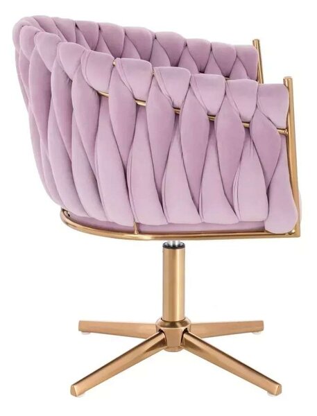 LuxuryForm DESIGN Kreslo NORDEN VELUR na zlatom kríži - levanduľa
