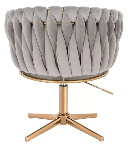 LuxuryForm DESIGN Kreslo NORDEN VELUR na zlatom kríži - svetlo šedé