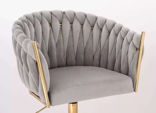 LuxuryForm DESIGN Kreslo NORDEN VELUR na zlatom kríži - svetlo šedé