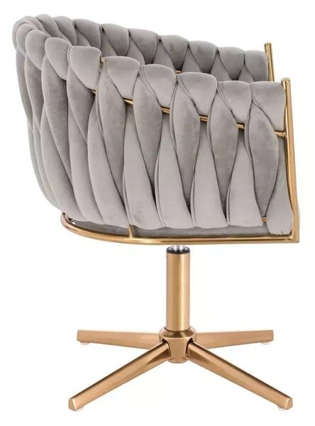 LuxuryForm DESIGN Kreslo NORDEN VELUR na zlatom kríži - svetlo šedé