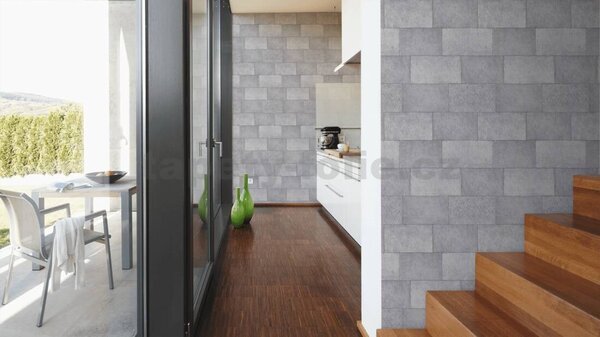 Vliesové tapety na stenu Titanium 3 38201-1, rozmer 10,05 m x 0,53 m, industriálne bloky sivé, A.S. CRÉATION
