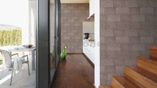 Vliesové tapety na stenu Titanium 3 38201-3, rozmer 10,05 m x 0,53 m, industriálne bloky hnedé, A.S. CRÉATION