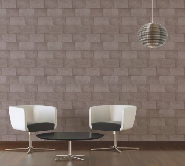 Vliesové tapety na stenu Titanium 3 38201-3, rozmer 10,05 m x 0,53 m, industriálne bloky hnedé, A.S. CRÉATION