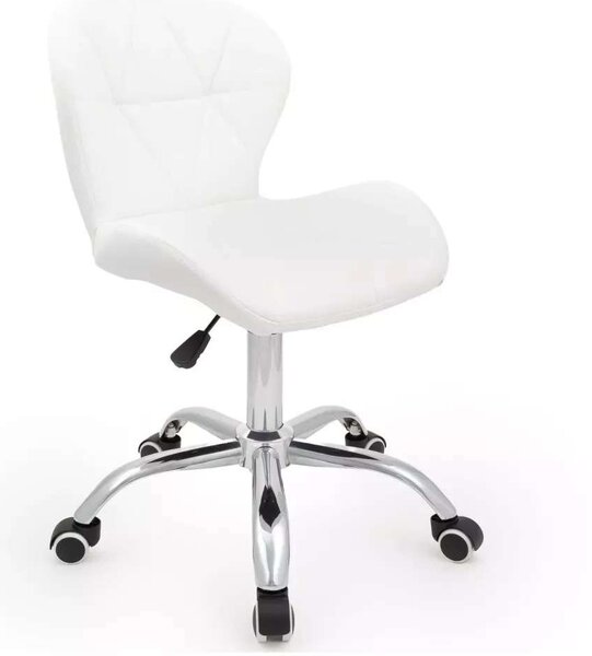 LuxuryForm DESIGN Stolička LIVIO na striebornej podstave s kolieskami - biela