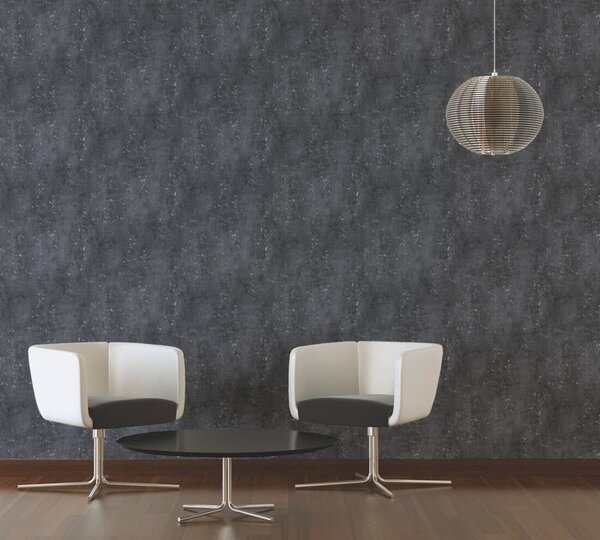 Vliesové tapety na stenu Titanium 3 37840-4, rozmer 10,05 m x 0,53 m, betón tmavo sivý so striebornou patinou, A.S. CRÉATION