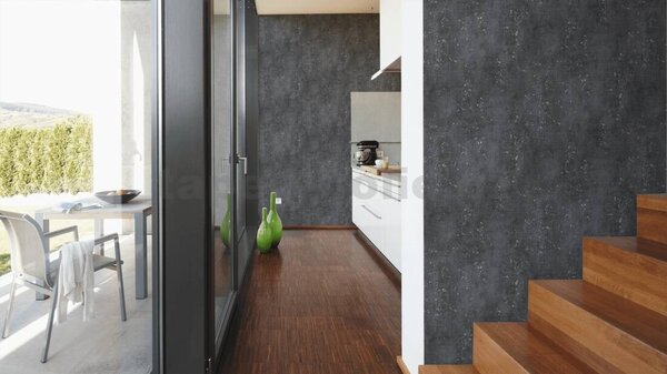 Vliesové tapety na stenu Titanium 3 37840-4, rozmer 10,05 m x 0,53 m, betón tmavo sivý so striebornou patinou, A.S. CRÉATION