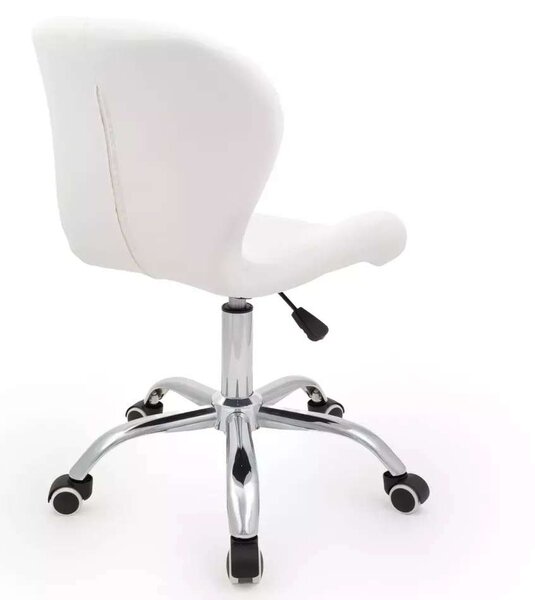 LuxuryForm DESIGN Stolička LIVIO na striebornej podstave s kolieskami - biela