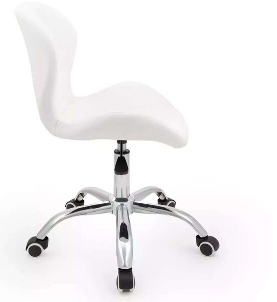 LuxuryForm DESIGN Stolička LIVIO na striebornej podstave s kolieskami - biela