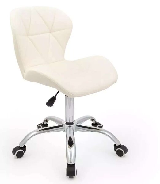 LuxuryForm DESIGN Stolička LIVIO na striebornej podstave s kolieskami - krémová