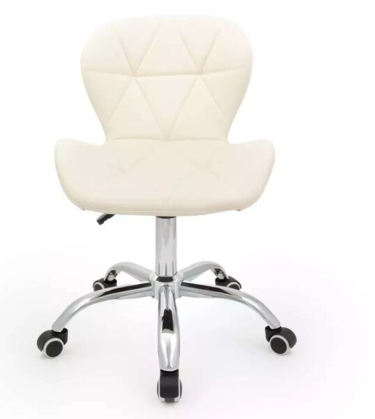 LuxuryForm DESIGN Stolička LIVIO na striebornej podstave s kolieskami - krémová