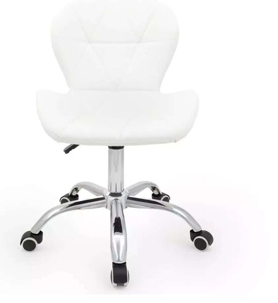 LuxuryForm DESIGN Stolička LIVIO na striebornej podstave s kolieskami - biela