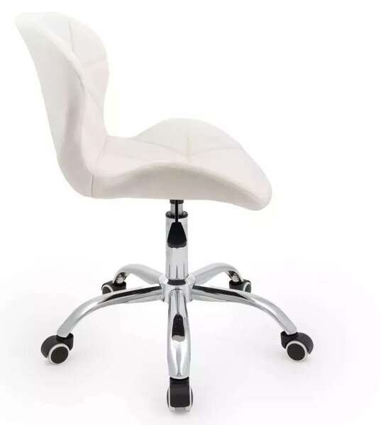 LuxuryForm DESIGN Stolička LIVIO VELUR na striebornej podstave s kolieskami - biela