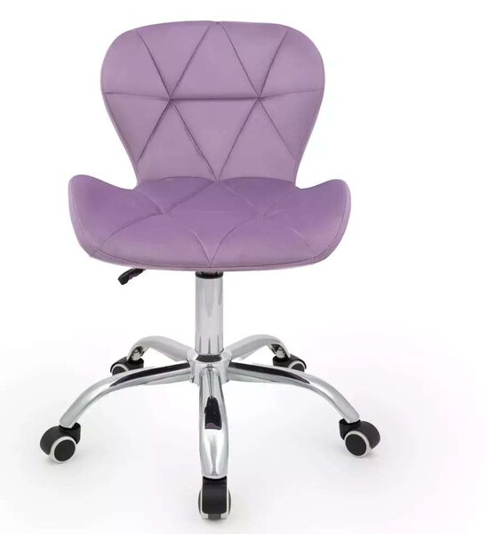 LuxuryForm DESIGN Stolička LIVIO VELUR na striebornej podstave s kolieskami - levanduľa