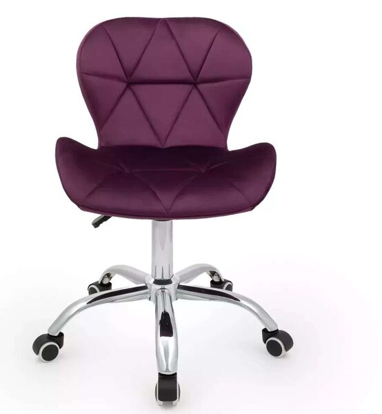 LuxuryForm DESIGN Stolička LIVIO VELUR na striebornej podstave s kolieskami - fuchsie
