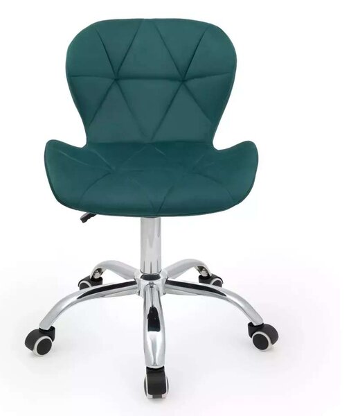 LuxuryForm DESIGN Stolička LIVIO VELUR na striebornej podstave s kolieskami - zelená
