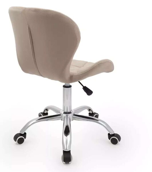 LuxuryForm DESIGN Stolička LIVIO VELUR na striebornej podstave s kolieskami - latte