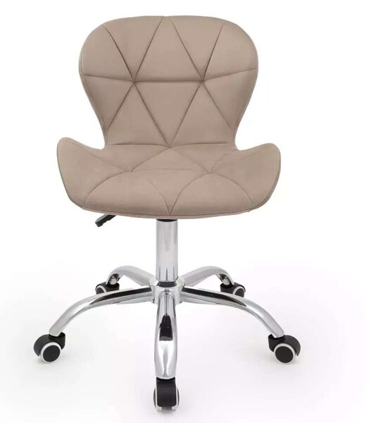 LuxuryForm DESIGN Stolička LIVIO VELUR na striebornej podstave s kolieskami - latte