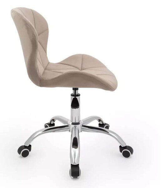 LuxuryForm DESIGN Stolička LIVIO VELUR na striebornej podstave s kolieskami - latte