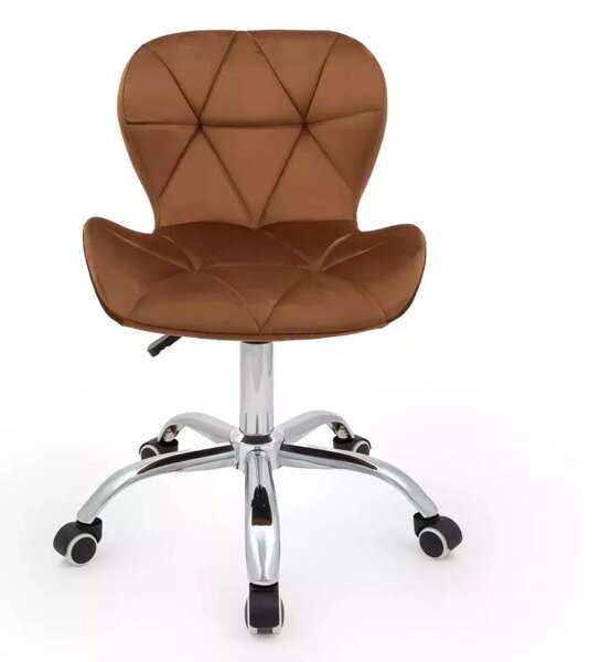 LuxuryForm DESIGN Stolička LIVIO VELUR na striebornej podstave s kolieskami - hnedá