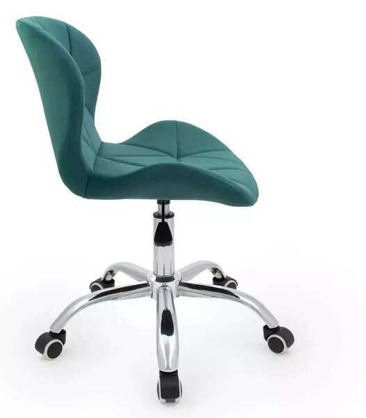 LuxuryForm DESIGN Stolička LIVIO VELUR na striebornej podstave s kolieskami - zelená