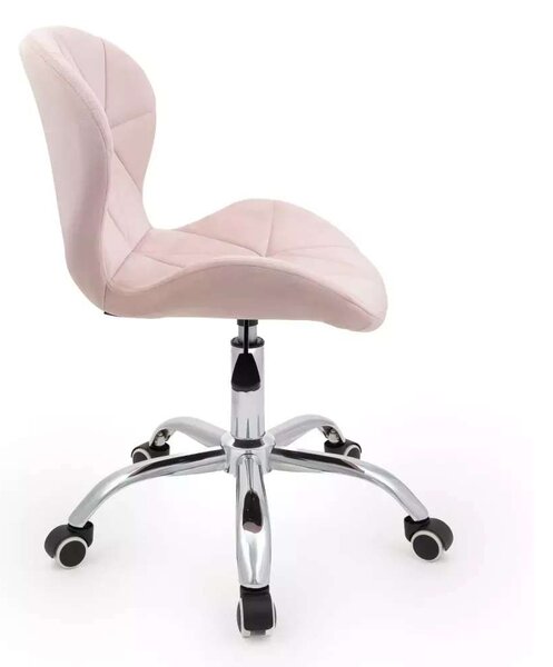 LuxuryForm DESIGN Stolička LIVIO VELUR na striebornej podstave s kolieskami - ružová