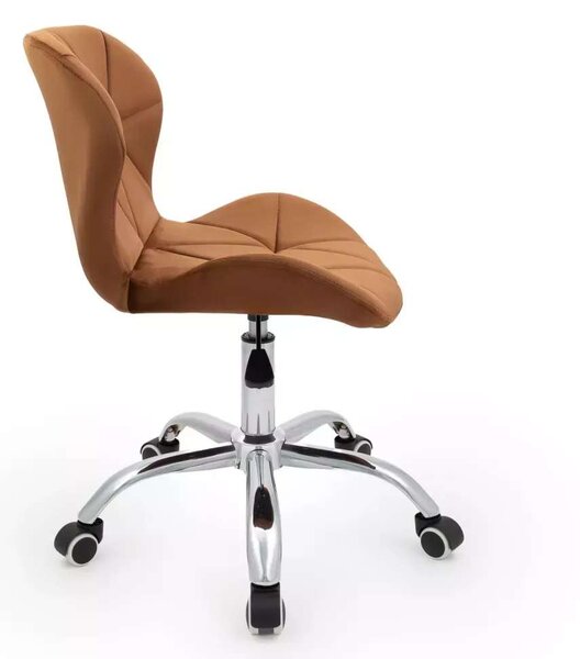 LuxuryForm DESIGN Stolička LIVIO VELUR na striebornej podstave s kolieskami - hnedá
