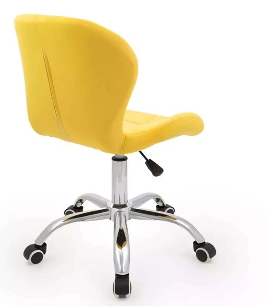 LuxuryForm DESIGN Stolička LIVIO VELUR na striebornej podstave s kolieskami - žltá