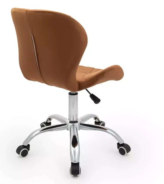 LuxuryForm DESIGN Stolička LIVIO VELUR na striebornej podstave s kolieskami - hnedá