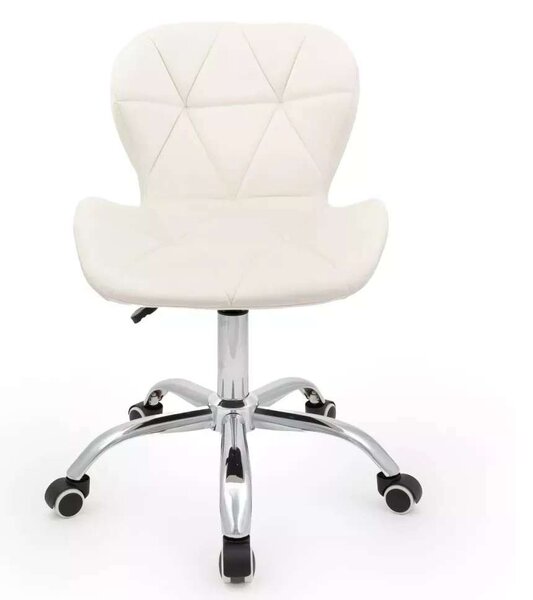 LuxuryForm DESIGN Stolička LIVIO VELUR na striebornej podstave s kolieskami - biela
