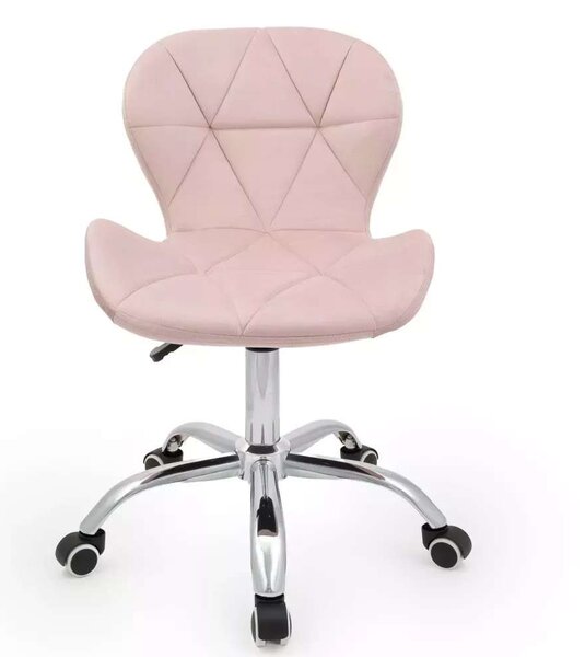 LuxuryForm DESIGN Stolička LIVIO VELUR na striebornej podstave s kolieskami - ružová