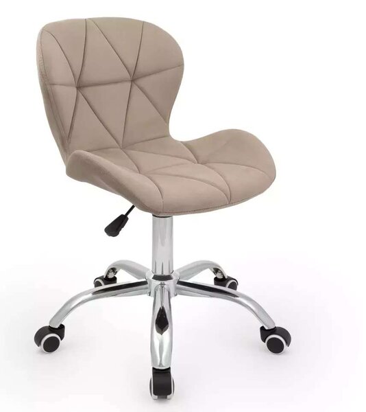 LuxuryForm DESIGN Stolička LIVIO VELUR na striebornej podstave s kolieskami - latte