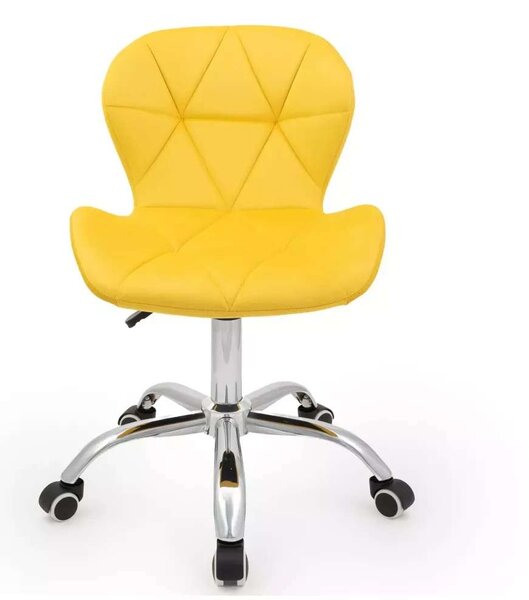 LuxuryForm DESIGN Stolička LIVIO VELUR na striebornej podstave s kolieskami - žltá