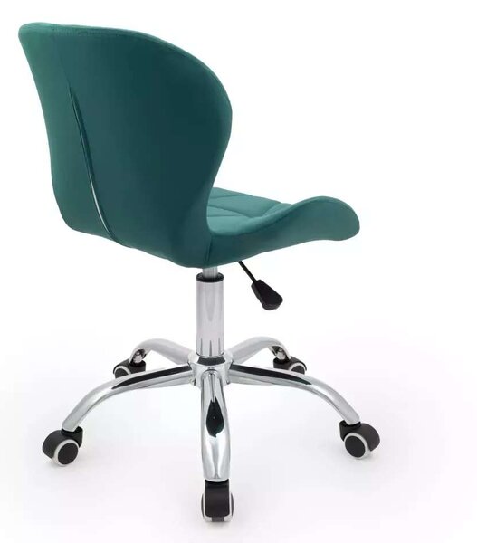 LuxuryForm DESIGN Stolička LIVIO VELUR na striebornej podstave s kolieskami - zelená