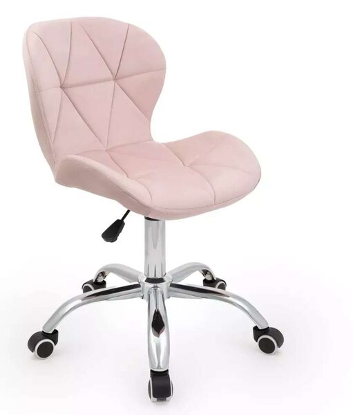 LuxuryForm DESIGN Stolička LIVIO VELUR na striebornej podstave s kolieskami - ružová
