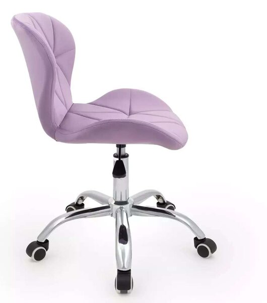LuxuryForm DESIGN Stolička LIVIO VELUR na striebornej podstave s kolieskami - levanduľa