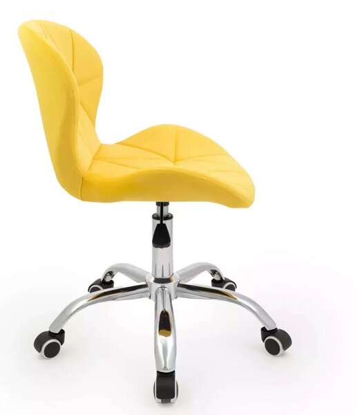 LuxuryForm DESIGN Stolička LIVIO VELUR na striebornej podstave s kolieskami - žltá