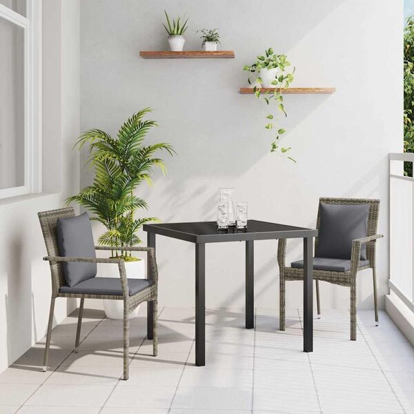 Maison Exclusive – Záhradná jedálenská súprava, 3 kusy, sivý polyratan