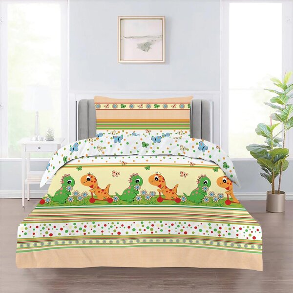 Obliečky bavlnené Dino TiaHome - 1x Vankúš 90x70cm, 1x Paplón 140x200cm