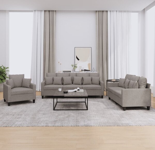 Maison Exclusive – 3-dielna sedacia súprava s vankúšmi, látka v odtieni taupe