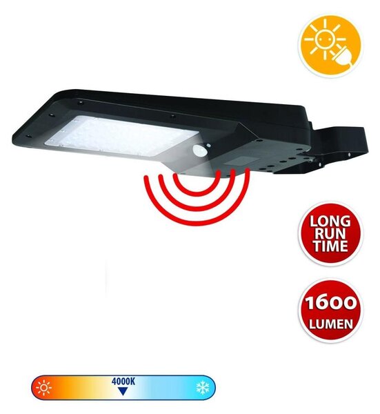 VELAMP LED reflektor SL373 so solárnym nabíjaním, detektor pohybu