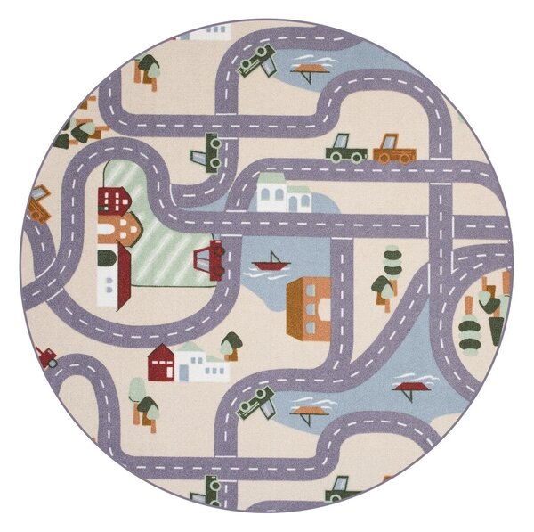 Vopi , Detský kusový koberec Scanroad 39 kruh, 57x57 (priemer) kruh, viacfarebná, detská izba